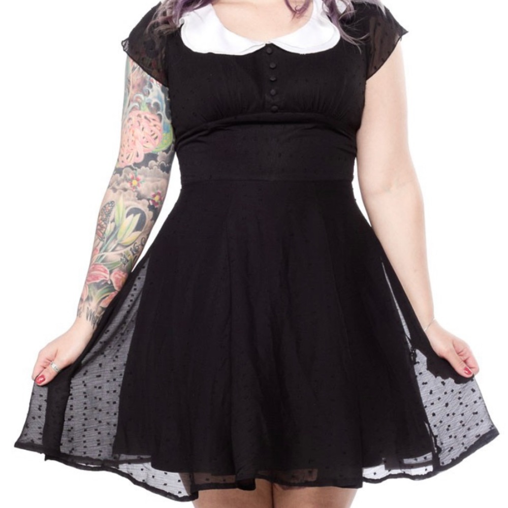 Classic Black Dress with White Collar